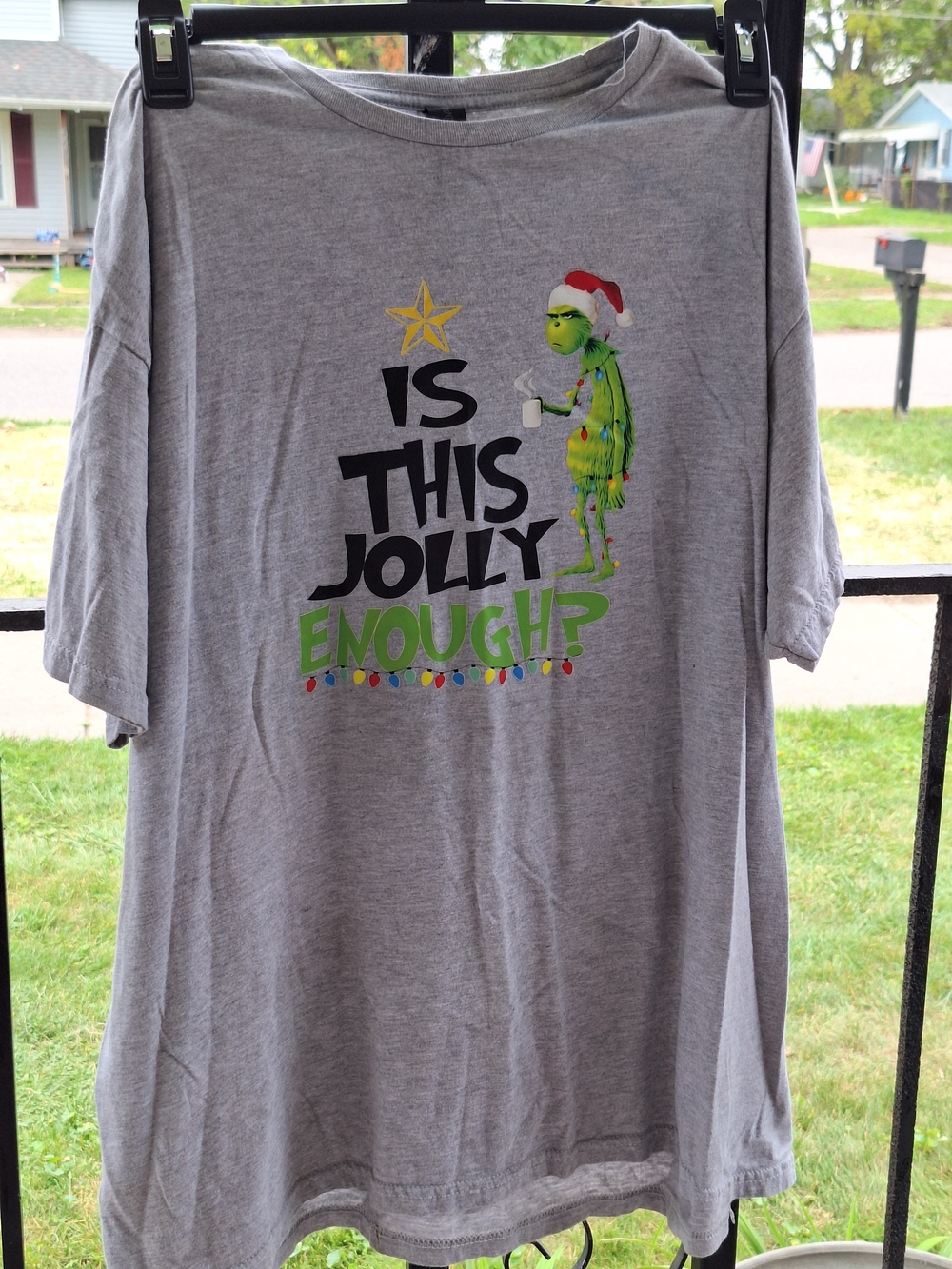 Gray Womens 'Is This Jolly Enough?' Grinch Holiday T‑Shirt